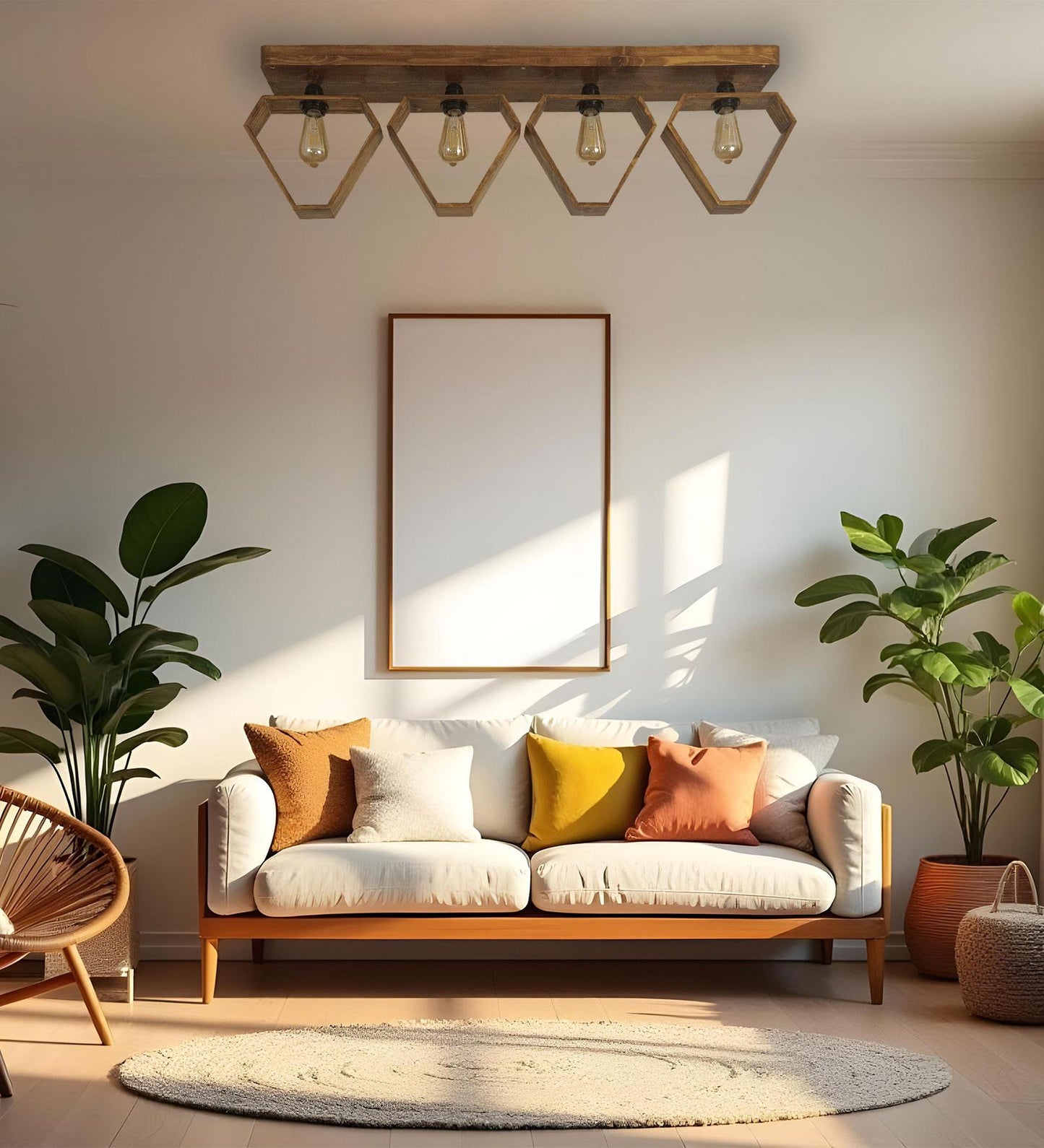 Storm Brown Wooden 4 Series Ceiling Lamp