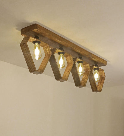 Storm Brown Wooden 4 Series Ceiling Lamp