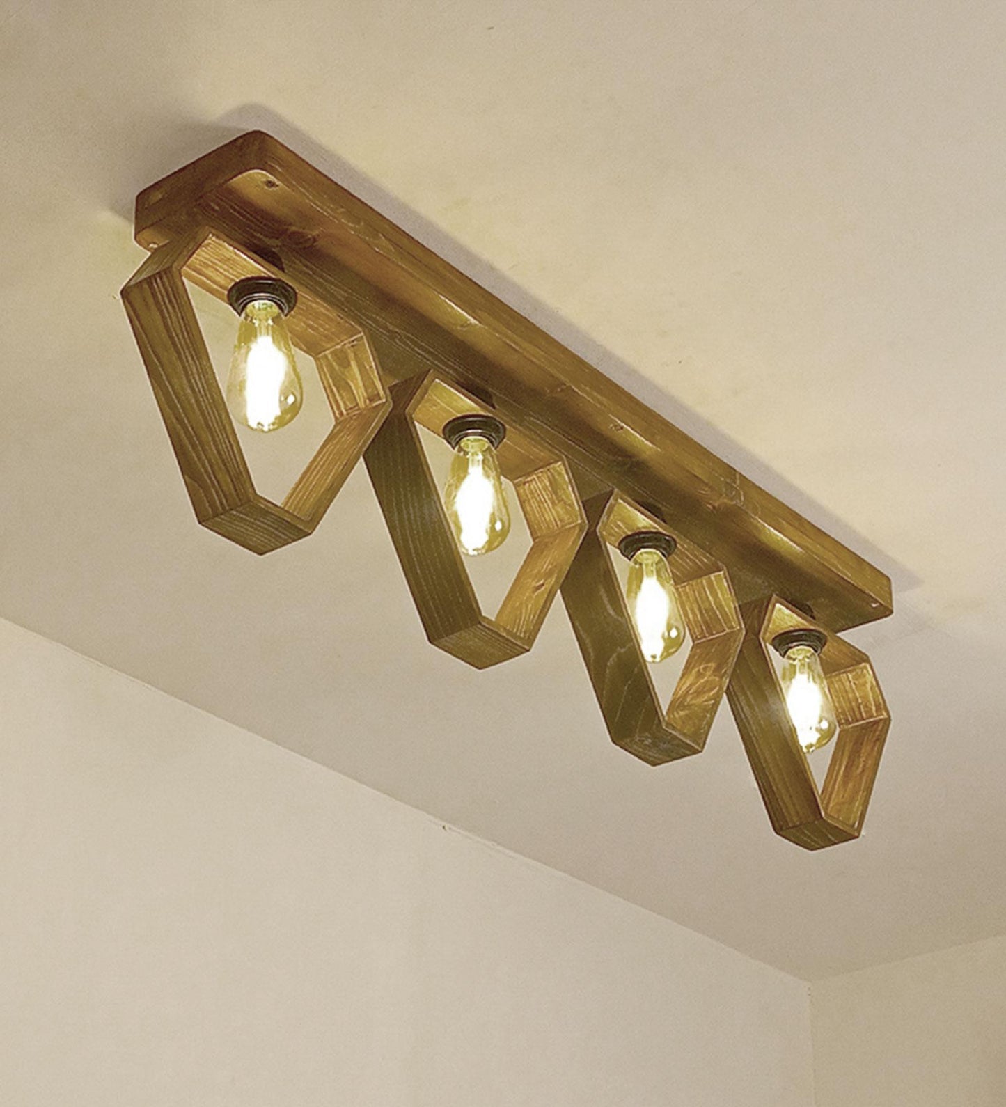 Storm Brown Wooden 4 Series Ceiling Lamp
