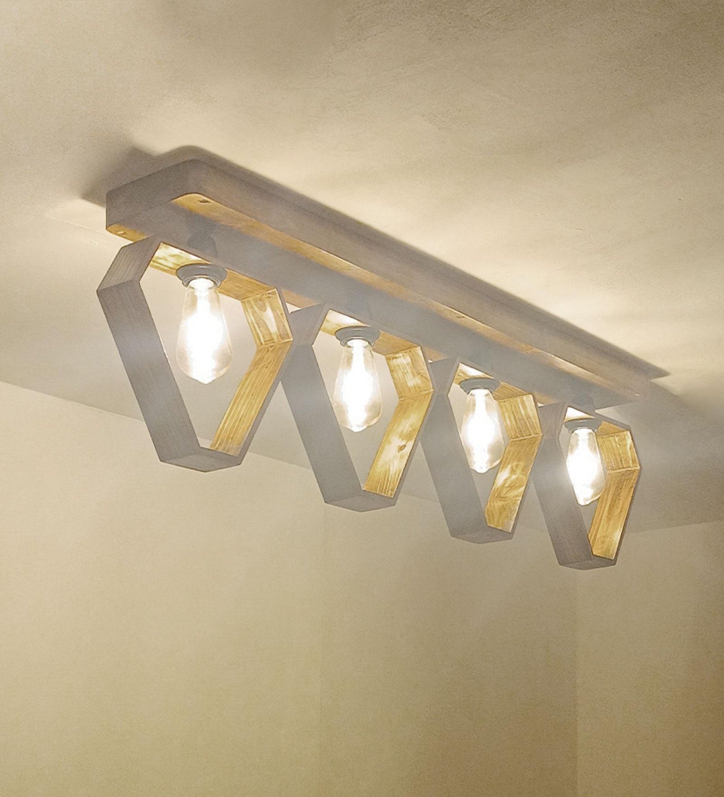 Storm Brown Wooden 4 Series Ceiling Lamp