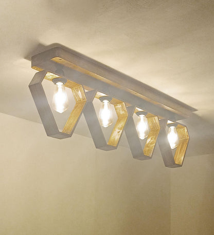 Storm Brown Wooden 4 Series Ceiling Lamp