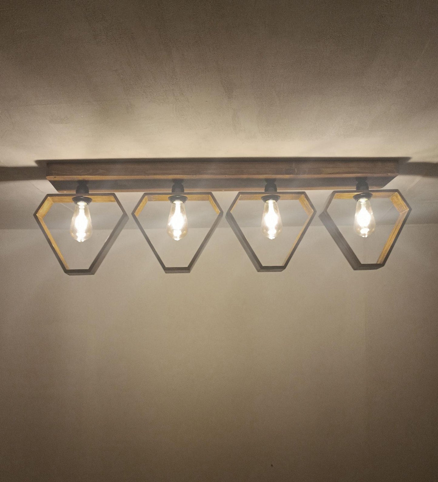 Storm Brown Wooden 4 Series Ceiling Lamp