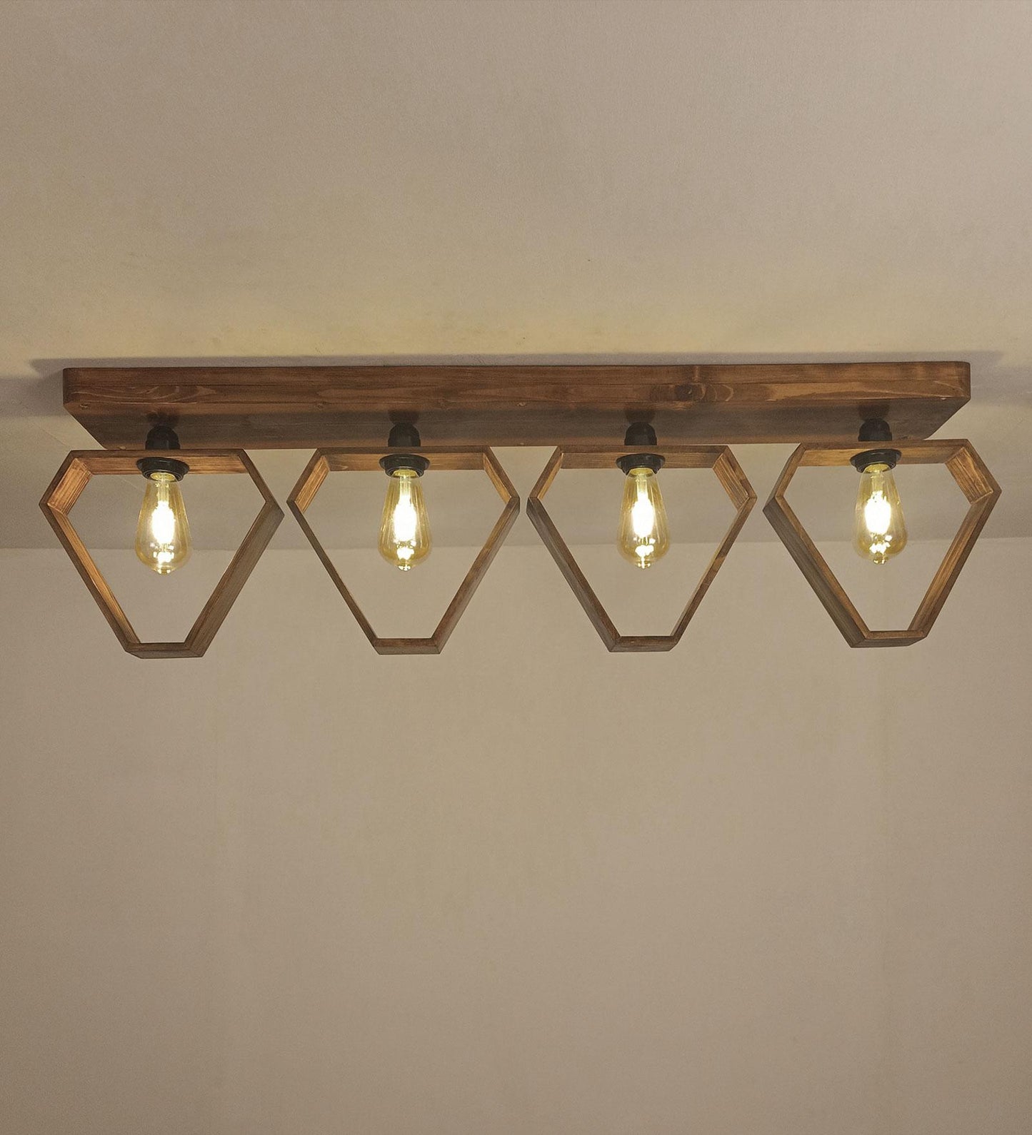 Storm Brown Wooden 4 Series Ceiling Lamp