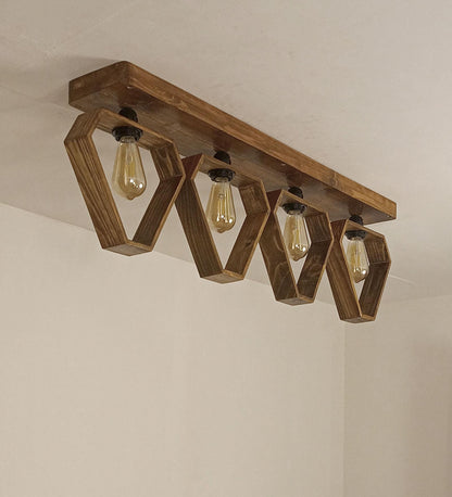 Storm Brown Wooden 4 Series Ceiling Lamp