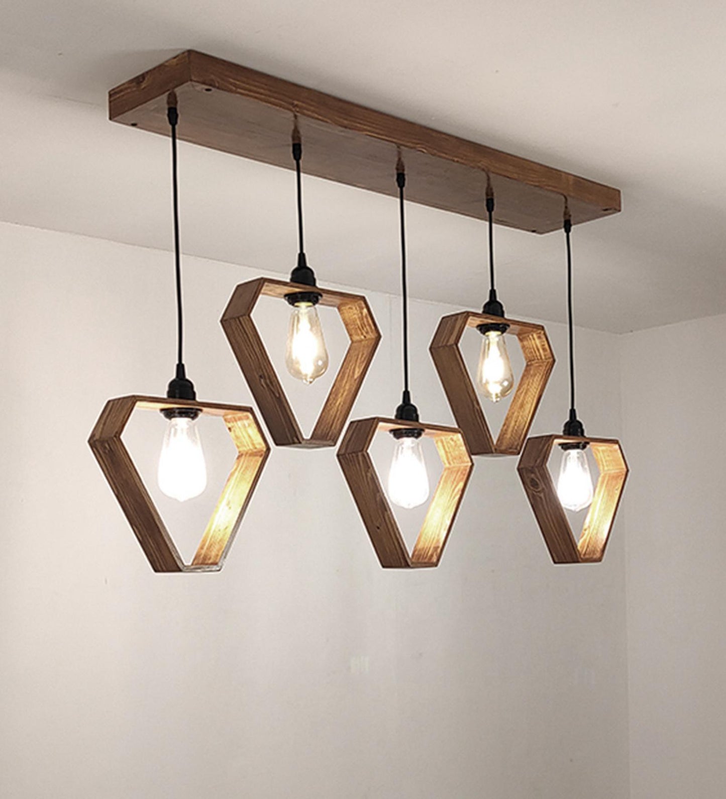 Storm Brown Wooden 5 Series Hanging Lamp
