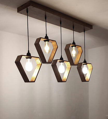 Storm Brown Wooden 5 Series Hanging Lamp