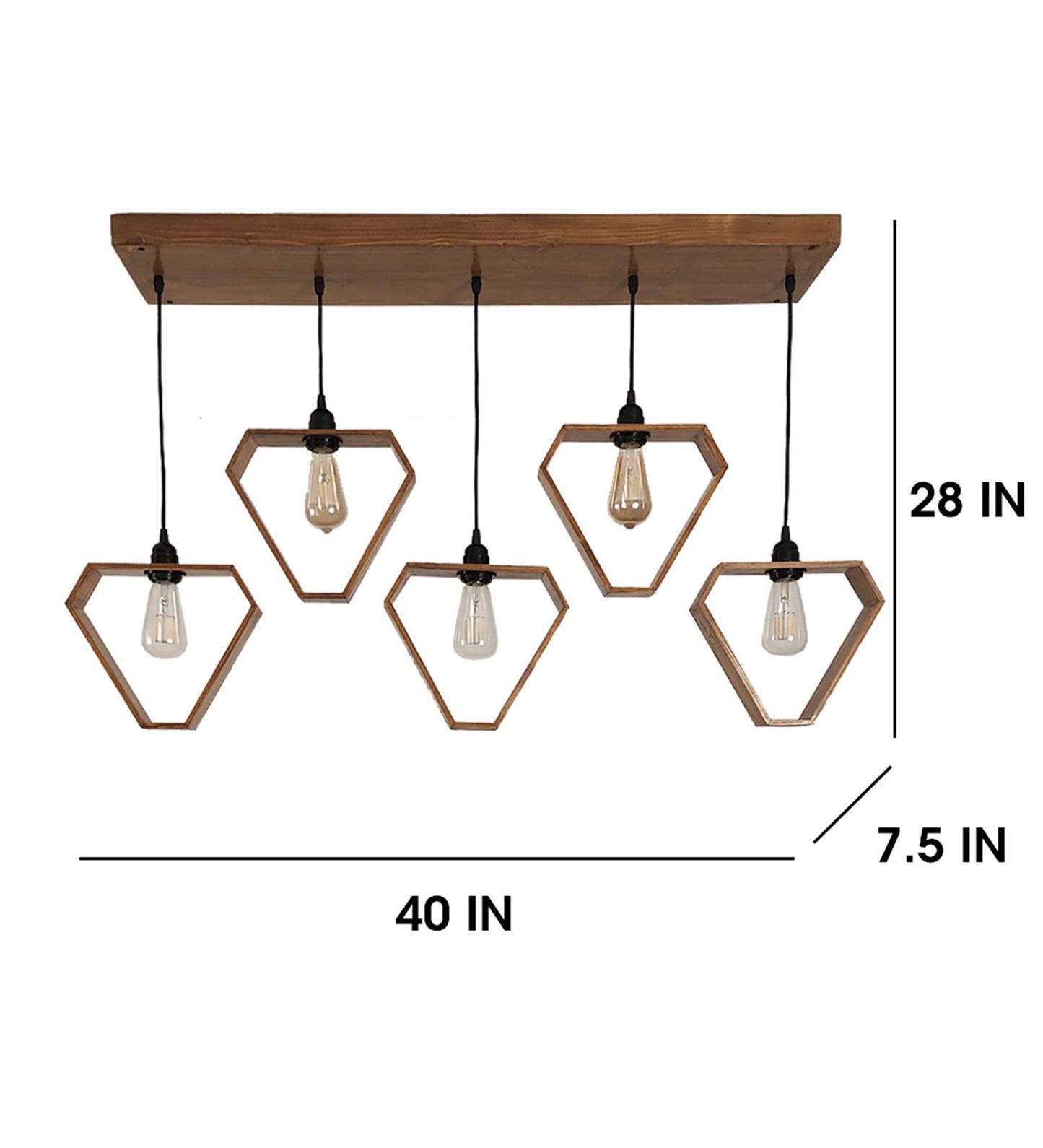 Storm Brown Wooden 5 Series Hanging Lamp