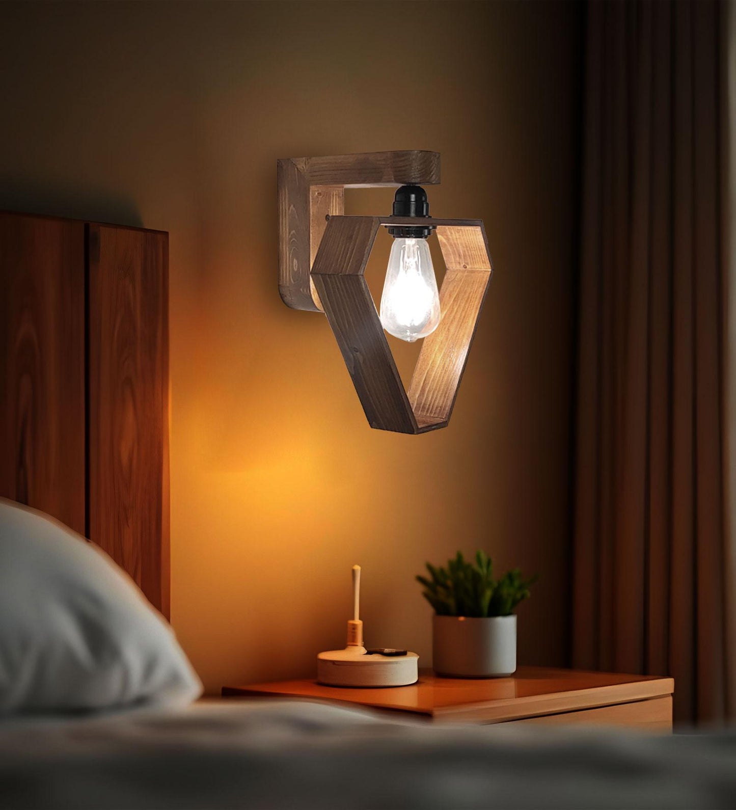 Storm Brown Wooden Wall Light