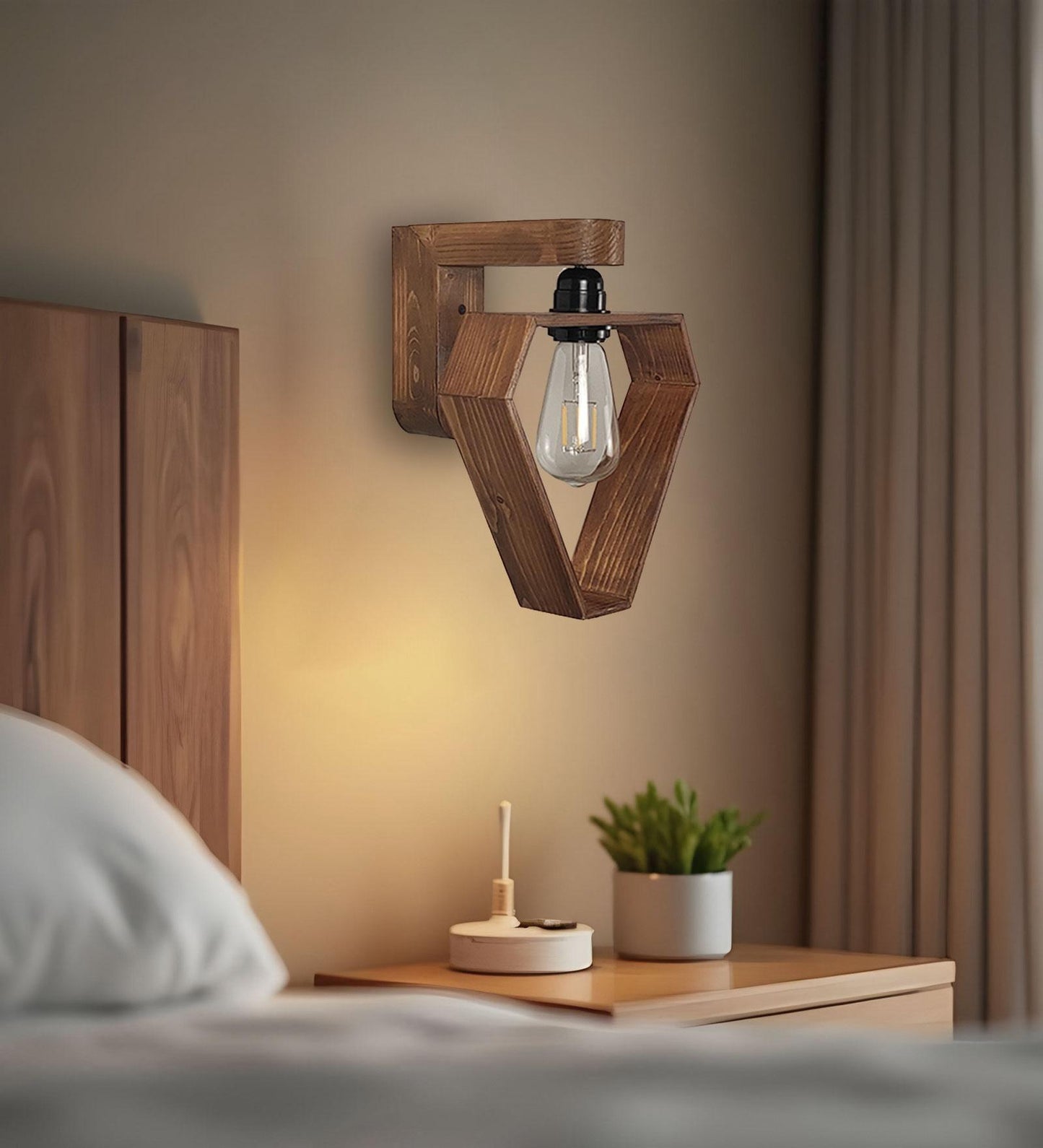 Storm Brown Wooden Wall Light