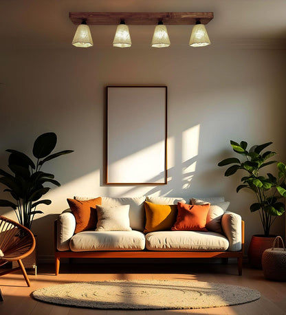 Azure Brown Wooden 4 Series Ceiling Lamp