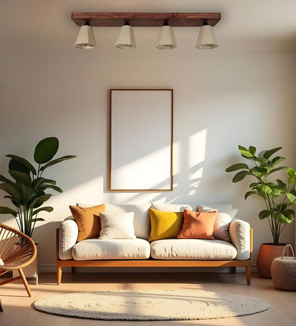 Azure Brown Wooden 4 Series Ceiling Lamp