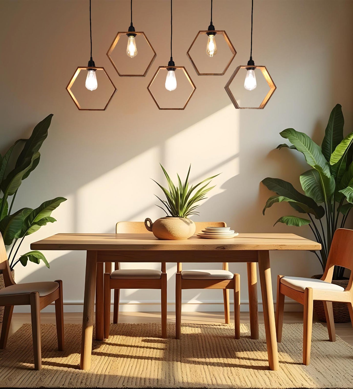Peak Brown Wooden 5 Series Hanging Lamp