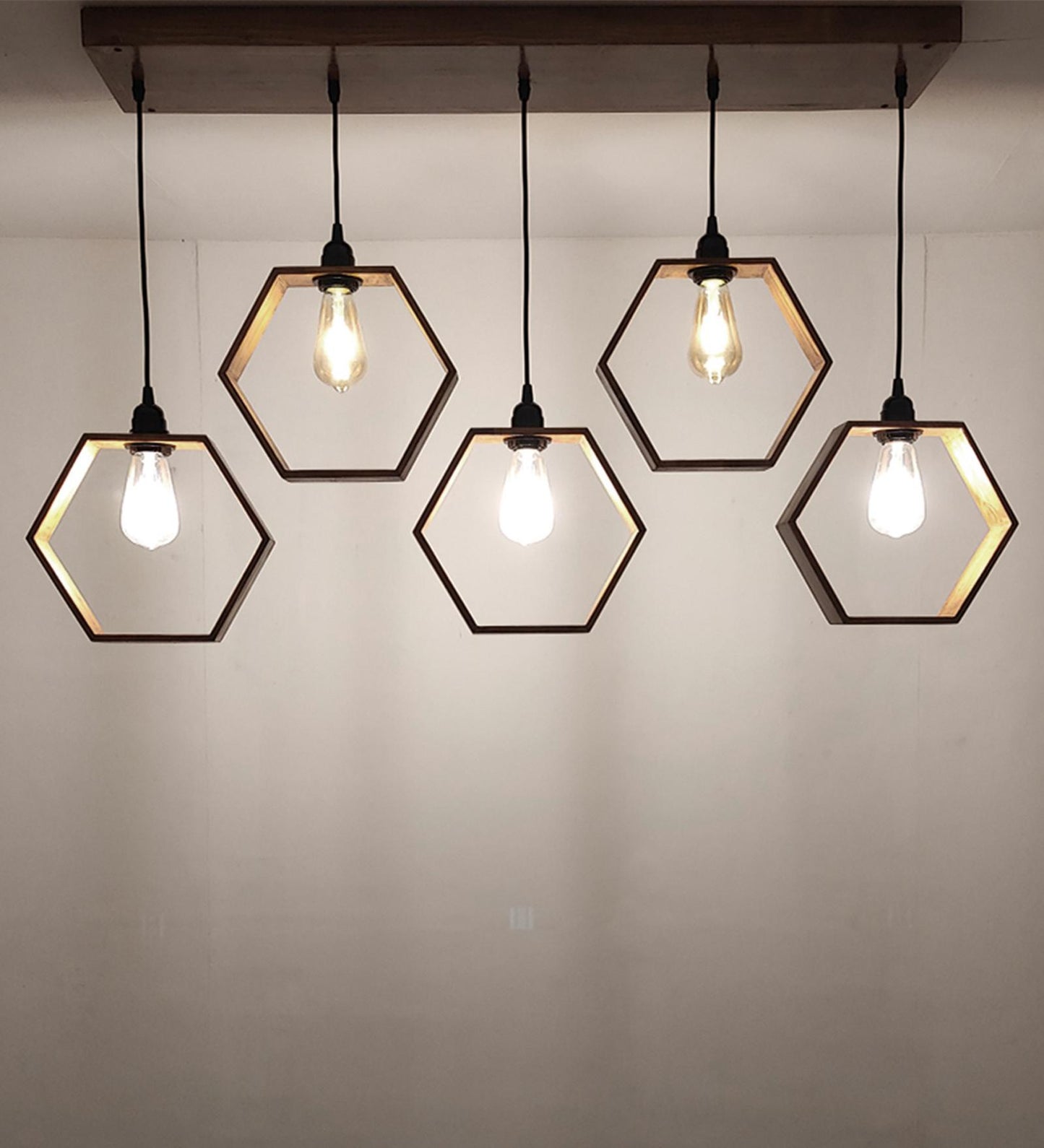 Peak Brown Wooden 5 Series Hanging Lamp
