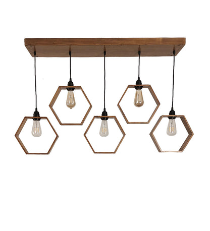 Peak Brown Wooden 5 Series Hanging Lamp