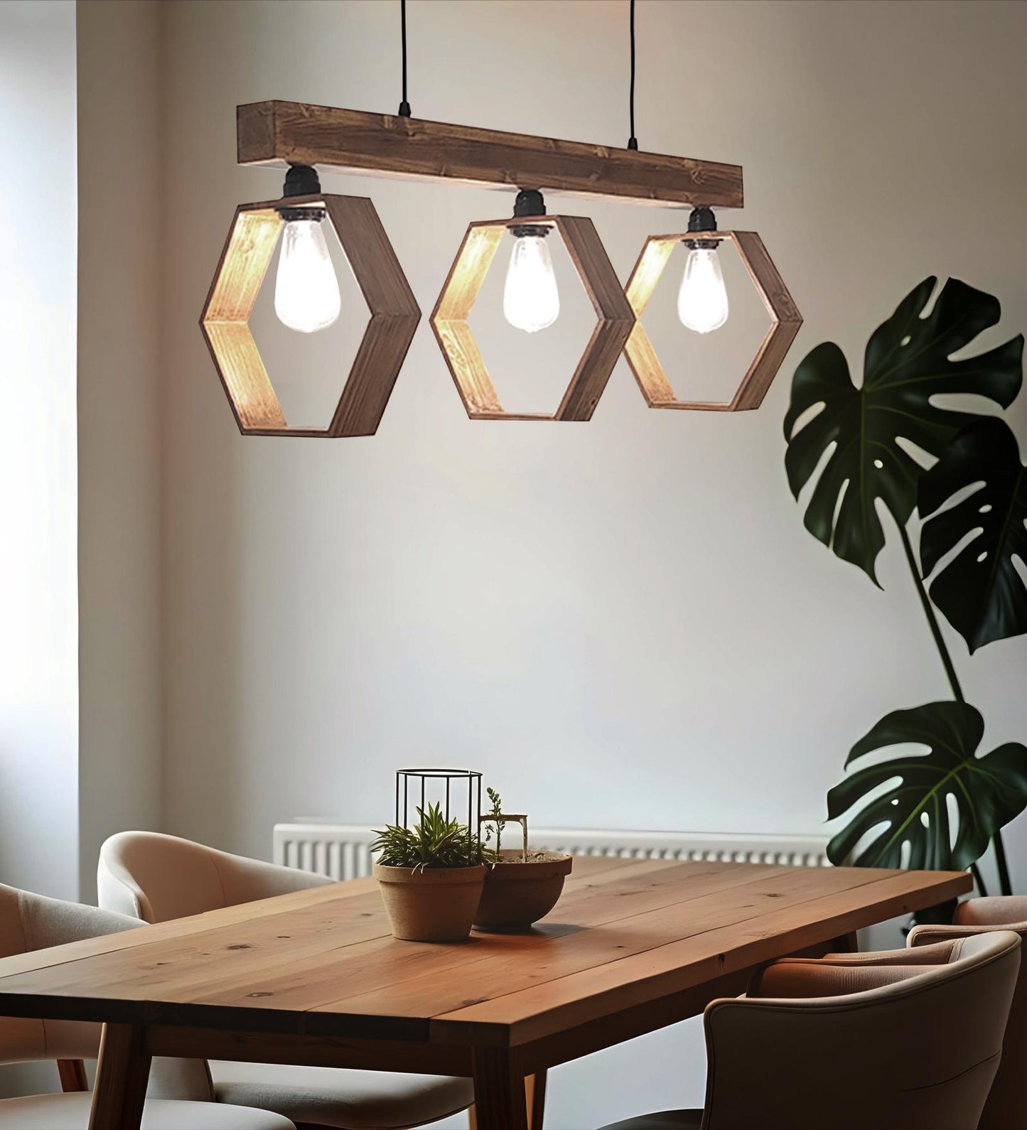 Peak Brown Wooden 3 Series Hanging Lamp