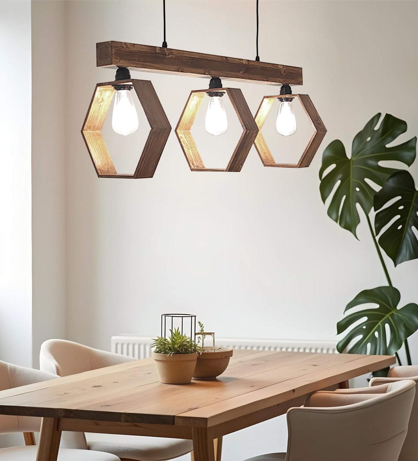 Peak Brown Wooden 3 Series Hanging Lamp