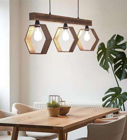 Peak Brown Wooden 3 Series Hanging Lamp