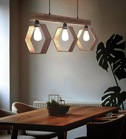 Peak Brown Wooden 3 Series Hanging Lamp
