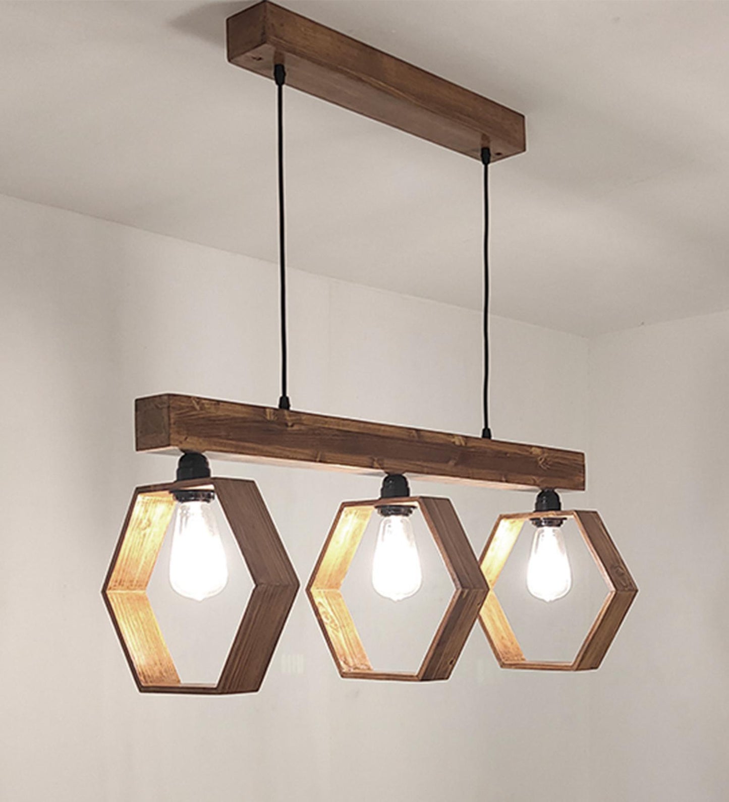 Peak Brown Wooden 3 Series Hanging Lamp