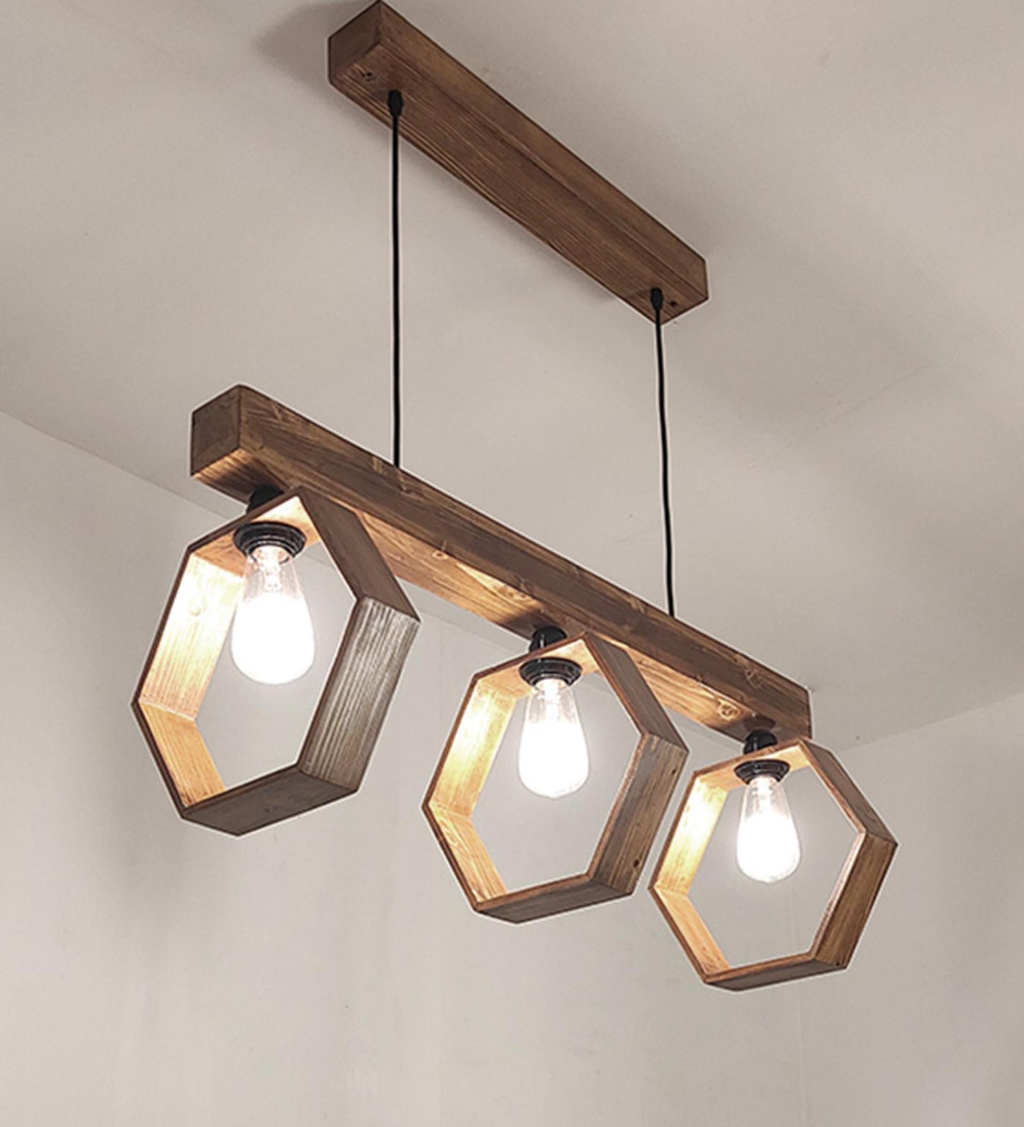 Peak Brown Wooden 3 Series Hanging Lamp