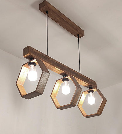 Peak Brown Wooden 3 Series Hanging Lamp