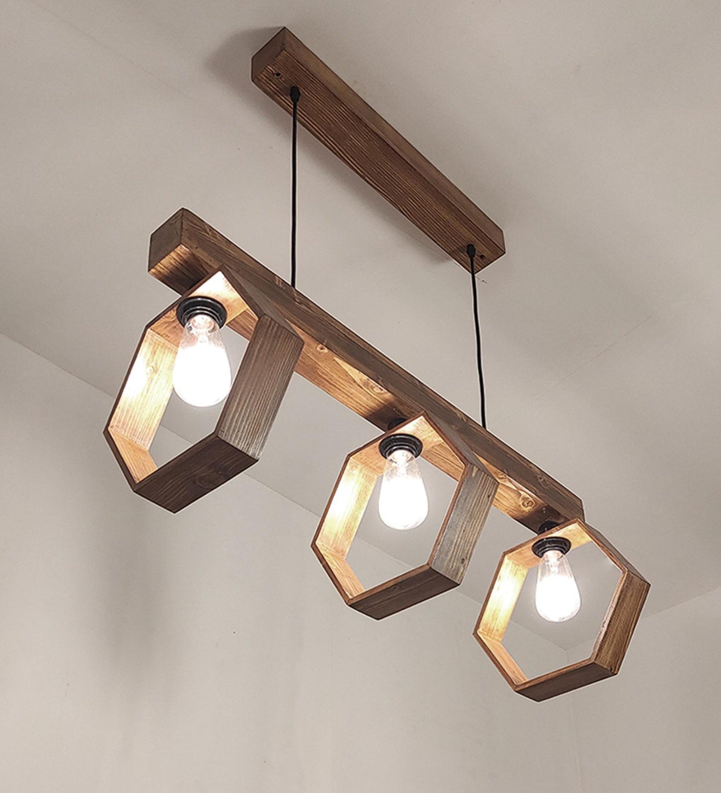 Peak Brown Wooden 3 Series Hanging Lamp