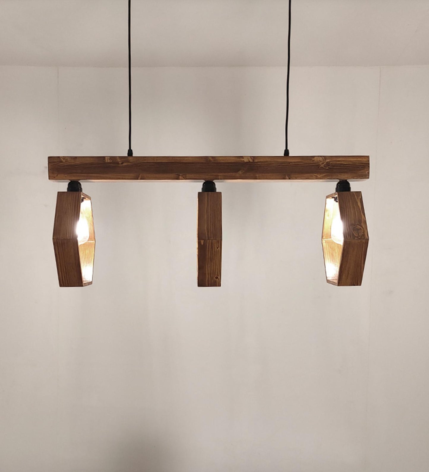 Peak Brown Wooden 3 Series Hanging Lamp