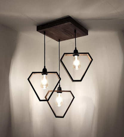 Peace Brown Wooden Cluster Hanging Lamp