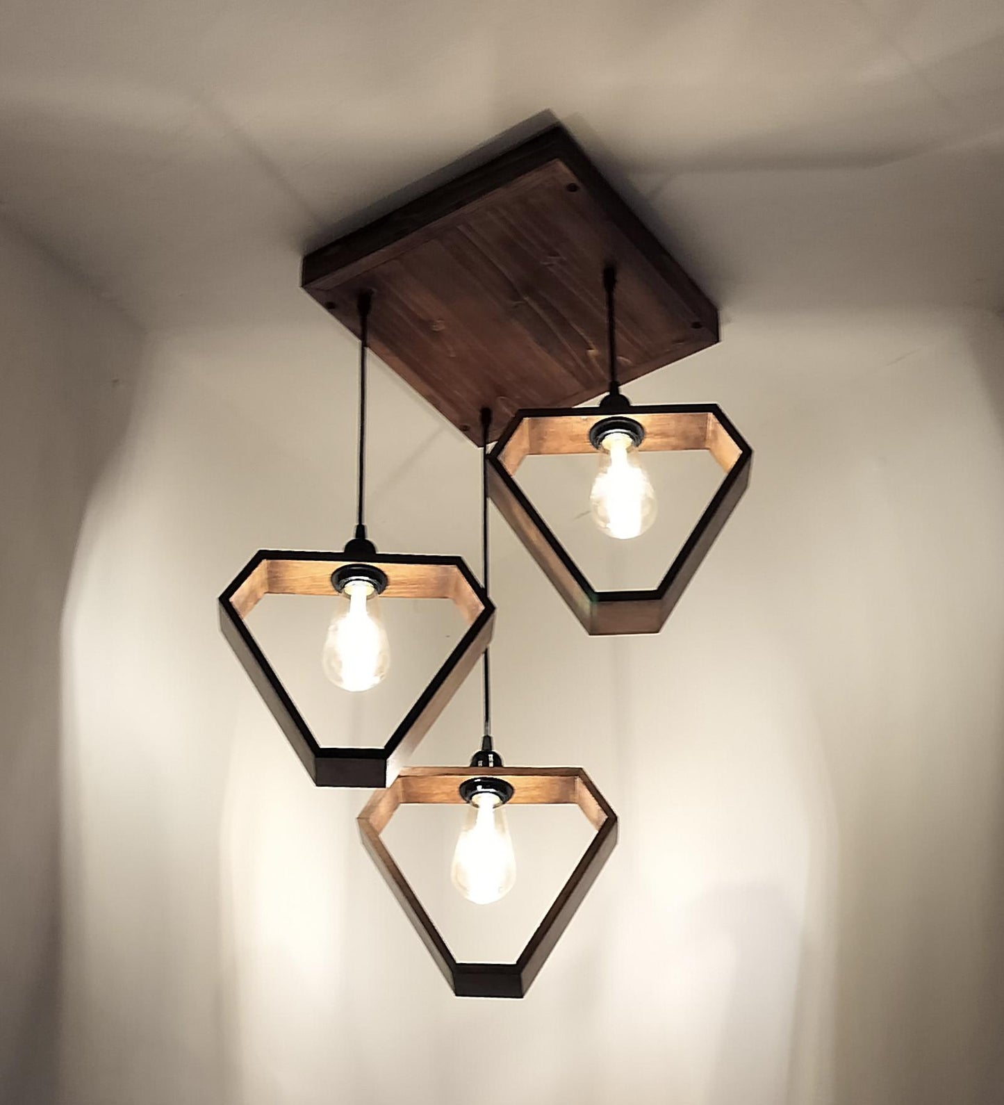 Peace Brown Wooden Cluster Hanging Lamp