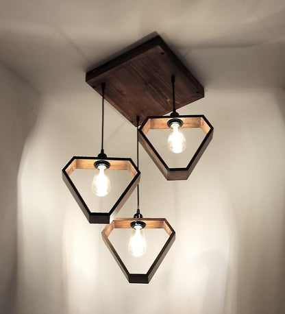 Peace Brown Wooden Cluster Hanging Lamp