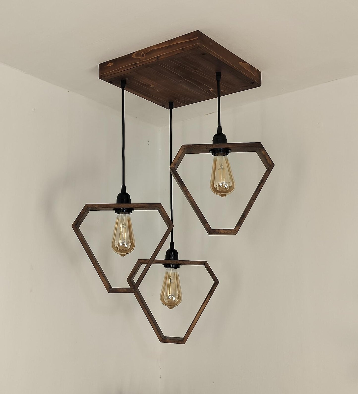 Peace Brown Wooden Cluster Hanging Lamp