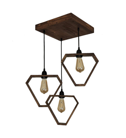 Peace Brown Wooden Cluster Hanging Lamp