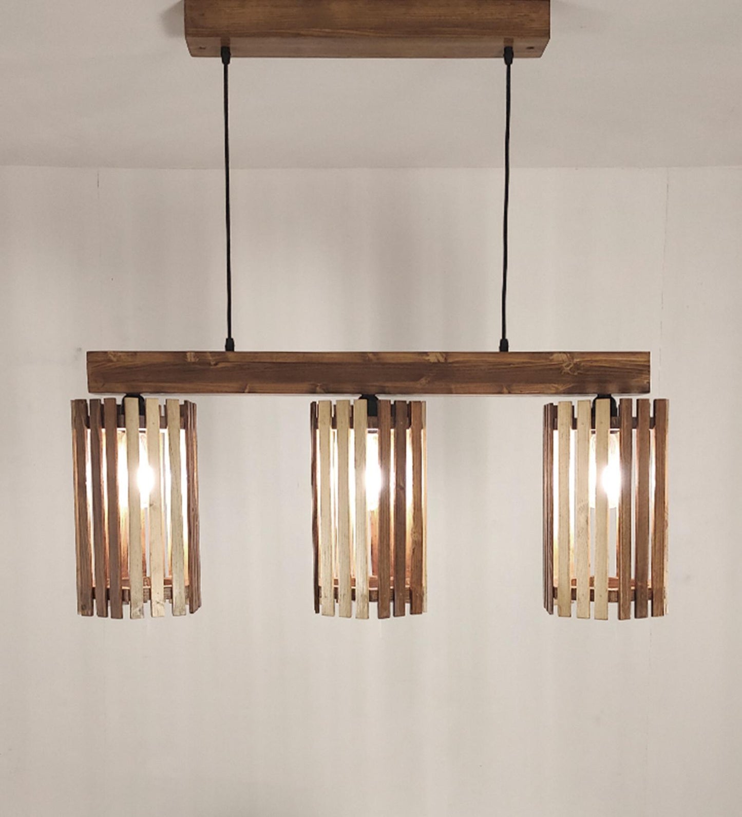 Peace Brown Wooden 3 Series Hanging Lamp