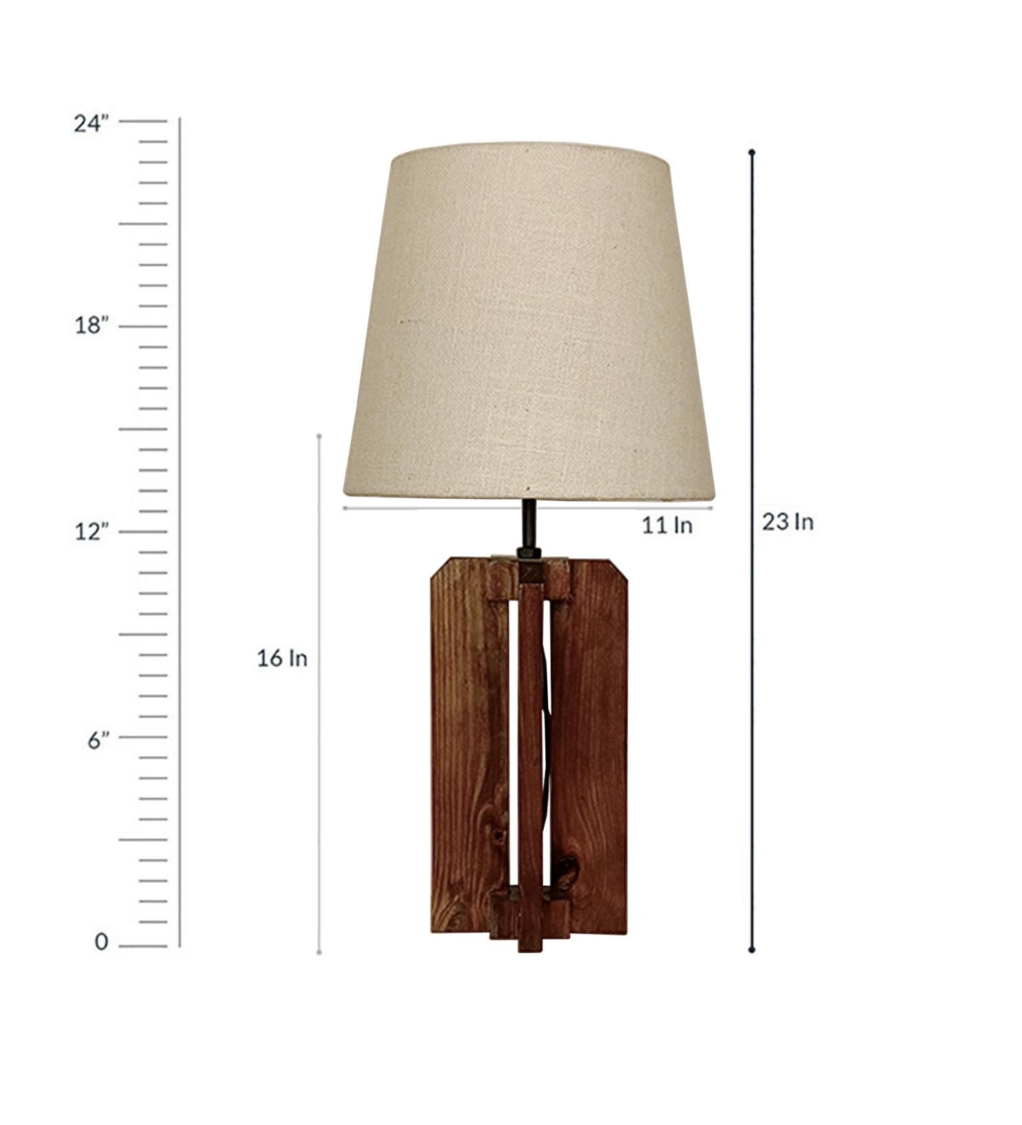 Live Brown Wooden Table Lamp with Jute Lampshade