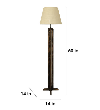 Moonstone Wooden Floor Lamp with Premium Beige Fabric Lampshade