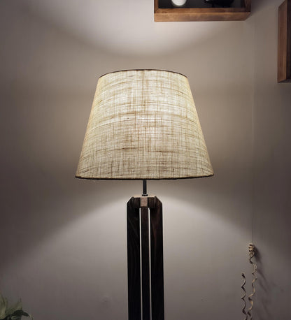 Moonstone Wooden Floor Lamp with Premium Beige Fabric Lampshade