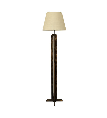 Moonstone Wooden Floor Lamp with Premium Beige Fabric Lampshade