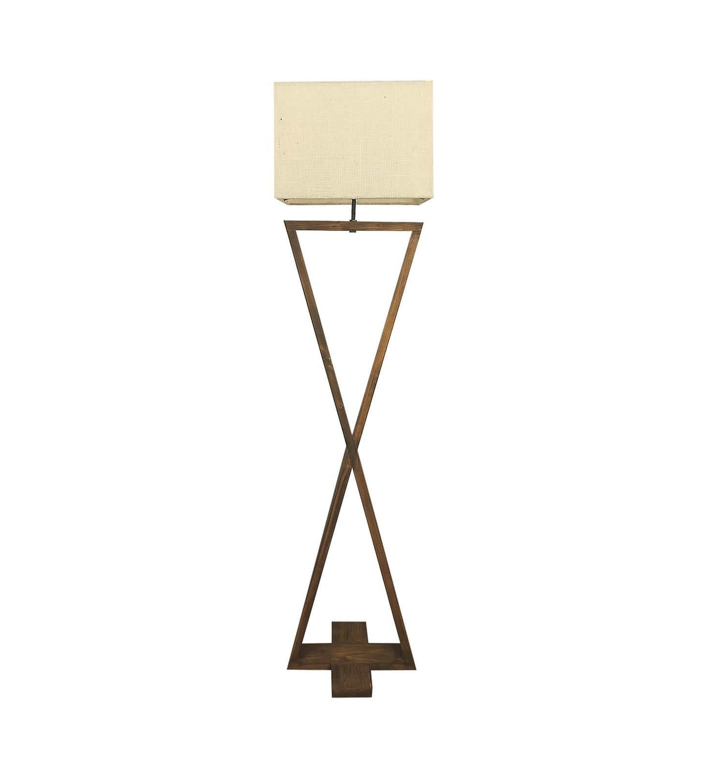 Glow Wooden Floor Lamp with Premium Beige Fabric Lampshade