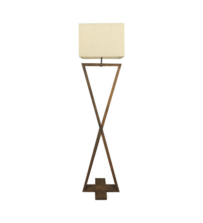 Glow Wooden Floor Lamp with Premium Beige Fabric Lampshade