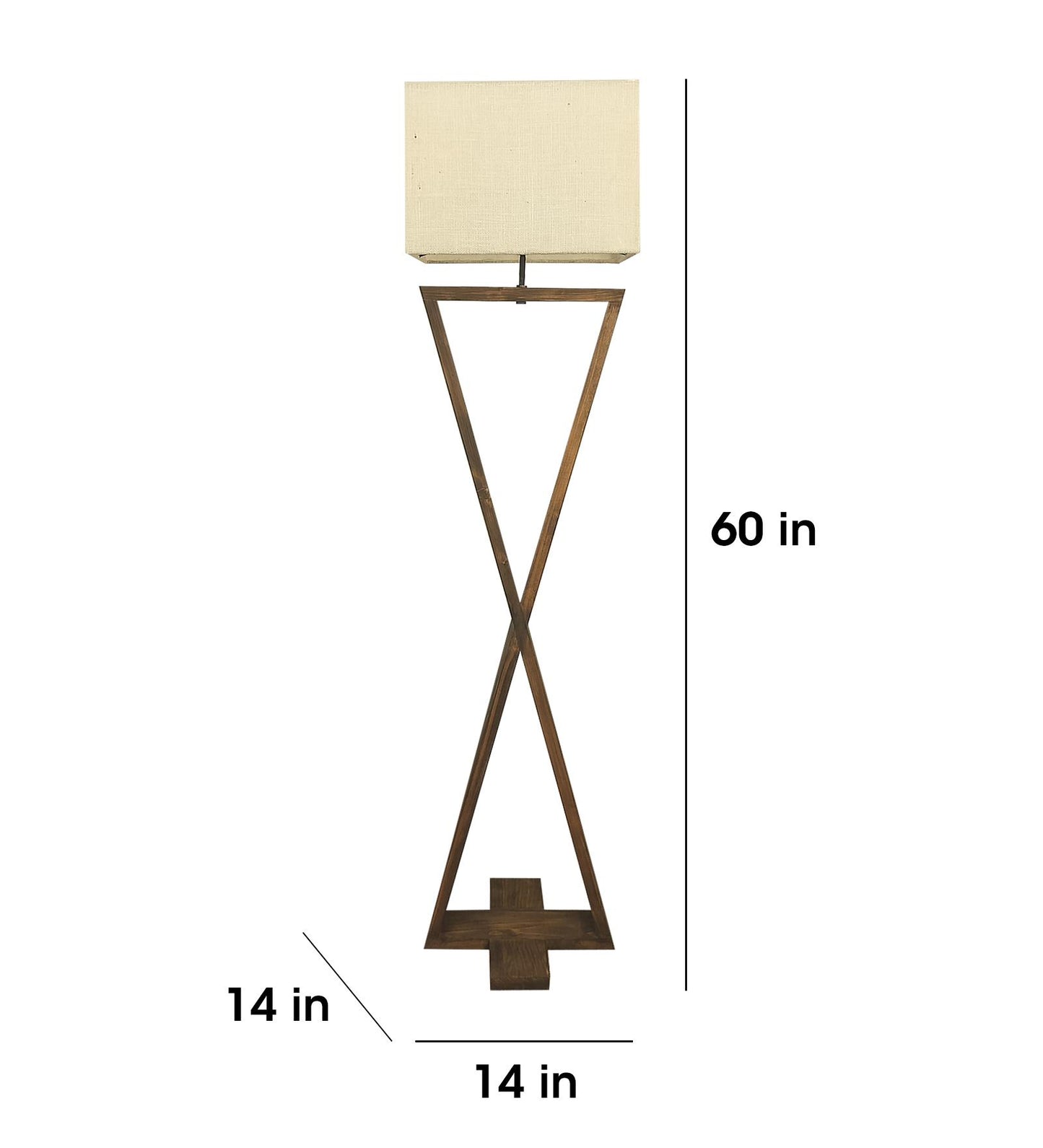 Glow Wooden Floor Lamp with Premium Beige Fabric Lampshade