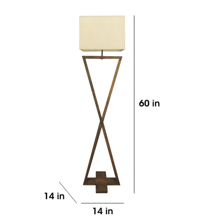 Glow Wooden Floor Lamp with Premium Beige Fabric Lampshade