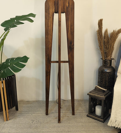 Light Wooden Floor Lamp with Premium Beige Fabric Lampshade