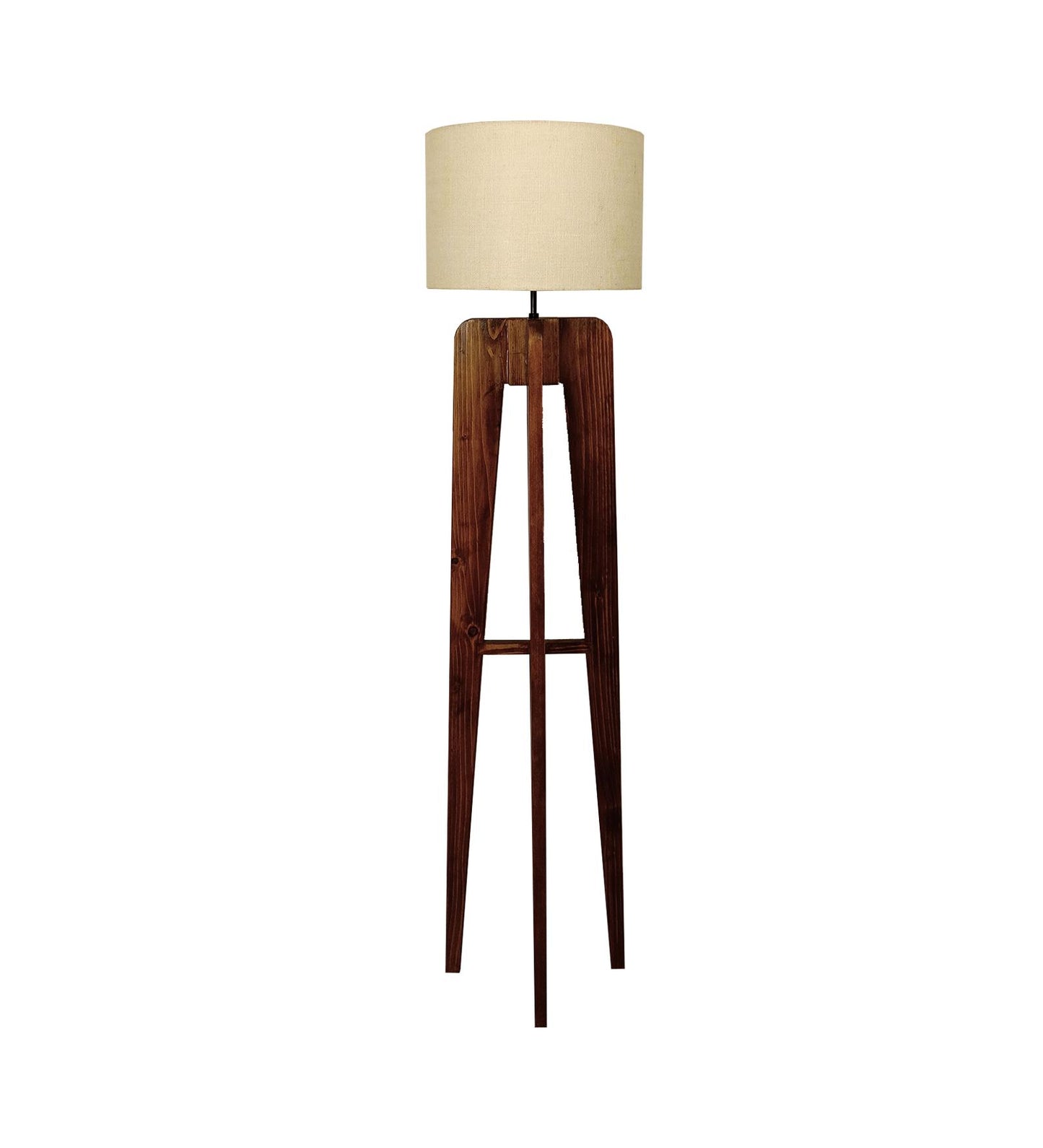 Light Wooden Floor Lamp with Premium Beige Fabric Lampshade