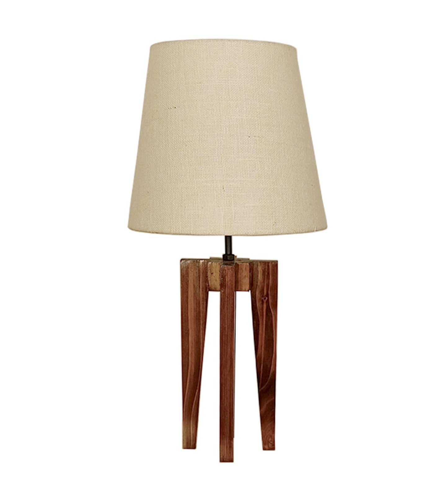 Light Brown Wooden Table Lamp with Jute Lampshade