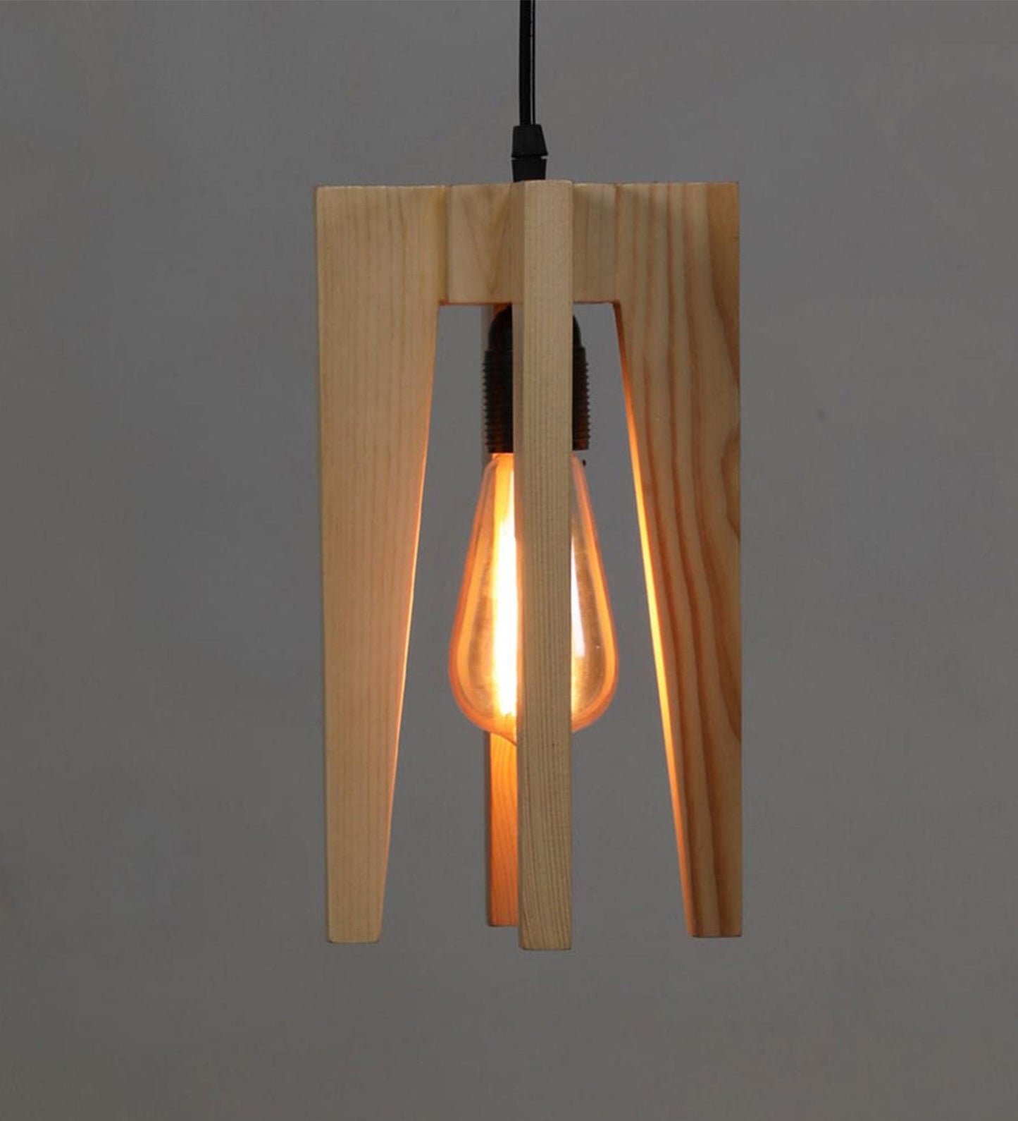 Light Brown Wooden Single Hanging Lamp