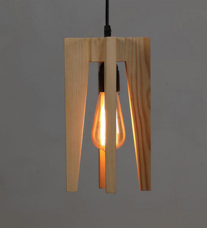 Light Brown Wooden Single Hanging Lamp