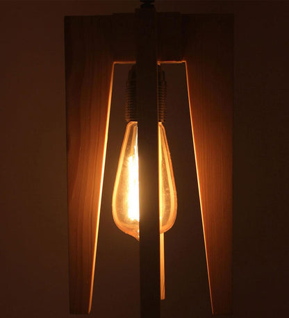 Light Brown Wooden Single Hanging Lamp