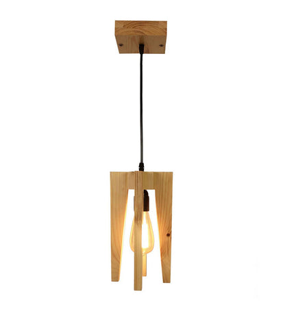 Light Brown Wooden Single Hanging Lamp