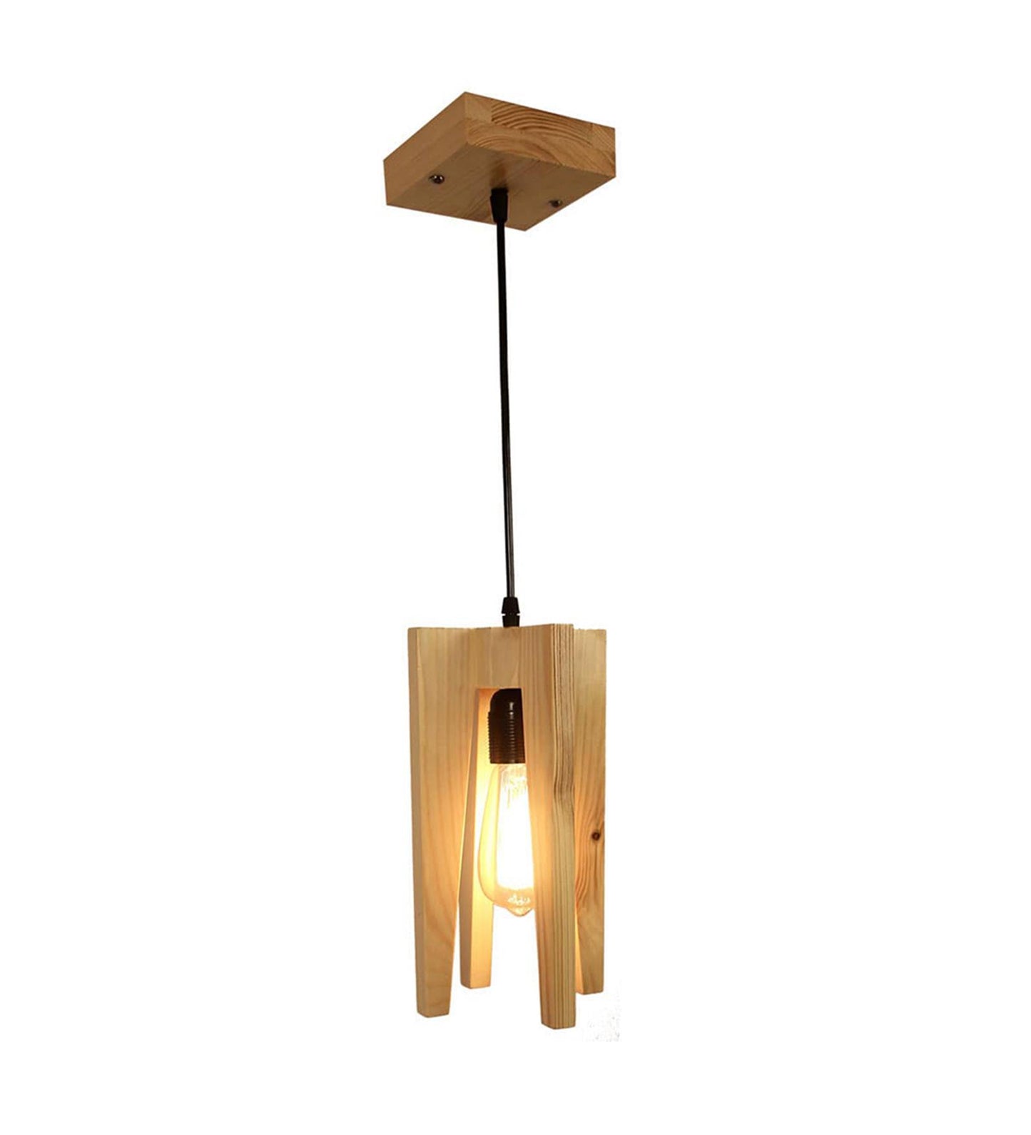 Light Brown Wooden Single Hanging Lamp