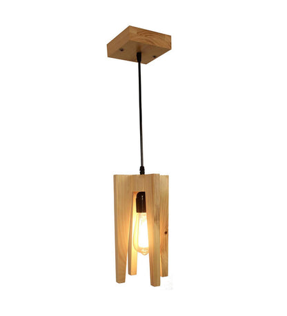 Light Brown Wooden Single Hanging Lamp